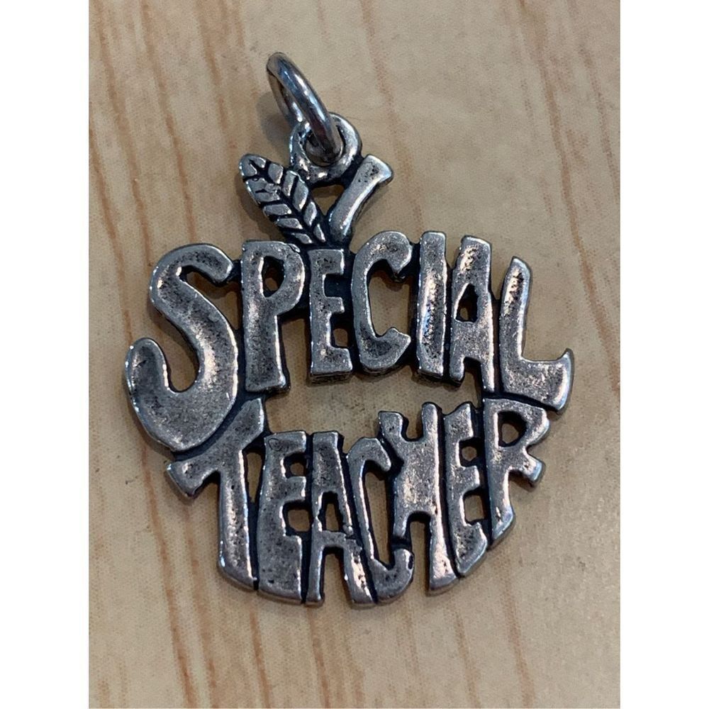 .925 Teacher Apple Sterling Silver Jewelry Charm